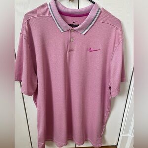 Nike Men's Striped Pink Polo Shirt